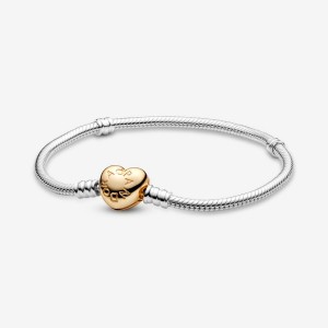 Gold Pandora Moments Clasp Snake Charm Bracelets | YUENLJ-439