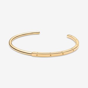 Gold plated Pandora Signature I-D Open Bangles | ZAOKUS-426