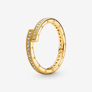 Gold plated Pandora Sparkling Overlapping Stackable Rings | YGTMPZ-097