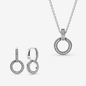 Multicolor Pandora Double Circle Necklace & Earring Sets | FVUCGT-614