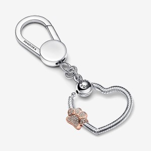 Multicolor Pandora Sparkling Paw Print Keychain Charm Holders | QMVTLA-546