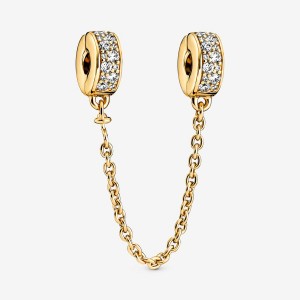 Rose gold plated Pandora Clear Pave Clip Safety Chains | VTSOZL-489