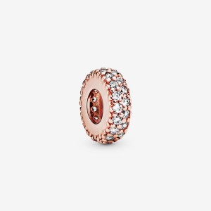 Rose gold plated Pandora Clear Sparkle Spacer Charms | KOWUAM-037