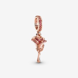 Rose gold plated Pandora Flower Dangle Charms | QLFJZU-734