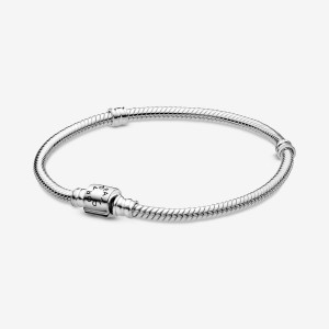 Rose gold plated Pandora Moments Barrel Clasp Snake Charm Holders | POEGQY-507