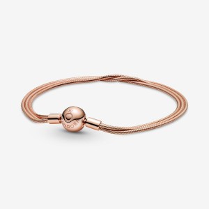 Rose gold plated Pandora Moments Multi Snake Chain Bracelets | NHXPMW-481