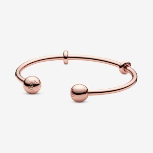 Rose gold plated Pandora Moments Open Charm Holders | XZEJWM-537