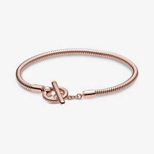 Rose gold plated Pandora Moments T-Bar Snake Charm Holders | LDJWBI-760