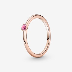 Rose gold plated Pandora Pink Halo & Solitaire Rings | ZFQMNB-862