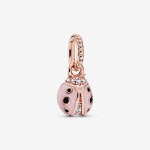 Rose gold plated Pandora Pink Ladybird Pendants | VDERSY-591