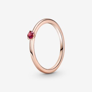 Rose gold plated Pandora Red Halo & Solitaire Rings | CRZEKP-196