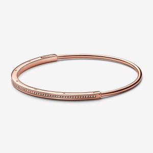 Rose gold plated Pandora Signature I-D Pave Bangles | ZPNDGK-673