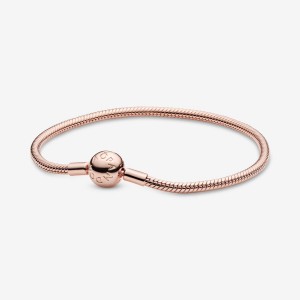 Rose gold plated Pandora Smooth Clasp Charm Bracelets | OIQRMT-763