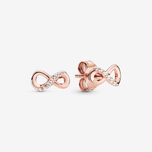 Rose gold plated Pandora Sparkling Infinity Stud Earrings | UHAILV-521