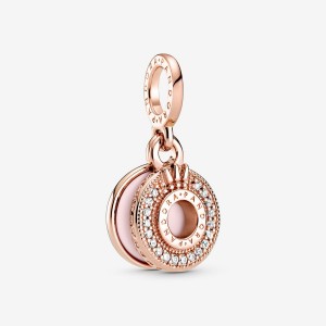 Rose gold plated Pandora Sparkling Pave Crown O Dangle Charms | IBEZQJ-378