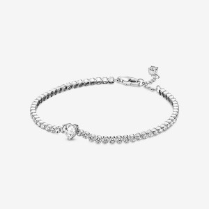 Rose gold plated Pandora Sparkling Tennis Non-charm Bracelets | HBOEUQ-867