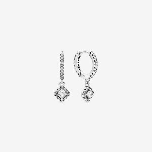 Rose gold plated Pandora Square Sparkle Stud Earrings | ZEOCXD-432