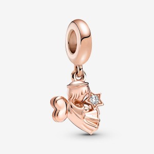 Rose gold plated Pandora Winged Angel Dangle Charms | LABPEM-981