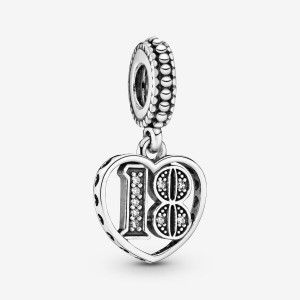 Sterling silver Pandora 18th Celebration Dangle Charms | MJLDPG-570