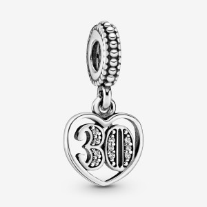 Sterling silver Pandora 30th Celebration Dangle Charms | TVZXKH-698