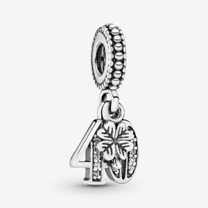 Sterling silver Pandora 40th Celebration Dangle Charms | FRYZAT-196