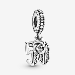 Sterling silver Pandora 50th Celebration Dangle Charms | RZXFTS-450