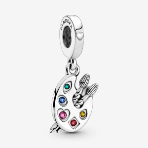 Sterling silver Pandora Artist's Palette Dangle Charms | CVOFQT-728