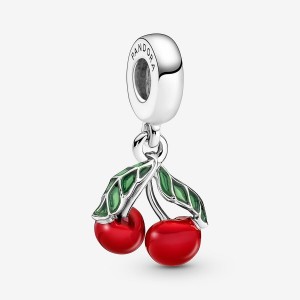 Sterling silver Pandora Asymmetrical Cherry Fruit Dangle Charms | RQHEZN-317