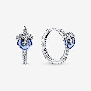 Sterling silver Pandora Blue Pansy Flower Pendant Necklaces | EKGXWM-740