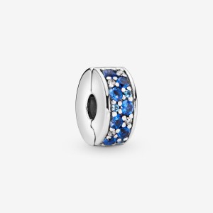 Sterling silver Pandora Blue Pave Clip Clips | BDROCZ-956