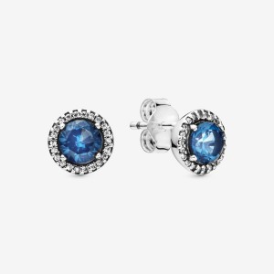 Sterling silver Pandora Blue Round Sparkle Stud Earrings | AODXGB-173