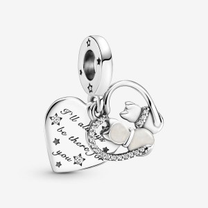 Sterling silver Pandora Cats & Hearts Dangle Charms | ATPMWB-569