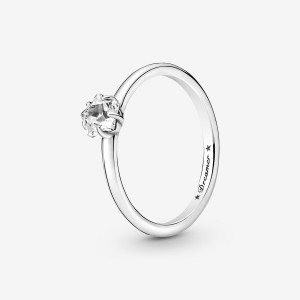 Sterling silver Pandora Celestial Sparkling Star Halo & Solitaire Rings | NMWIVZ-750