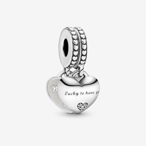 Sterling silver Pandora Daughter- & Mother in Law Split Dangle Charms | PNQFCE-749