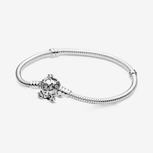 Sterling silver Pandora Disney Cinderella Pumpkin Coach Clasp Moments Charm Holders | QGTYBU-351