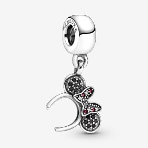 Sterling silver Pandora Disney Minnie Mouse Pave Headband Dangle Charms | PUIBDR-507