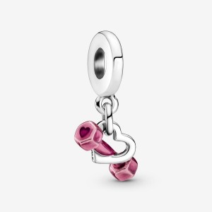 Sterling silver Pandora Dumbbell & Dangle Charms | ECVLYZ-016