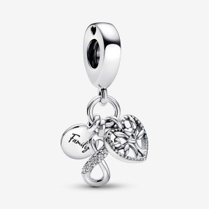 Sterling silver Pandora Family Infinity Triple Dangle Charms | MQFRXV-968