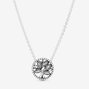 Sterling silver Pandora Family Tree Pendant Necklaces | EOXFPN-762