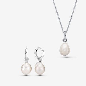 Sterling silver Pandora Freshwater Cultured Baroque Pearl Pendant Necklaces | BPLZSV-768