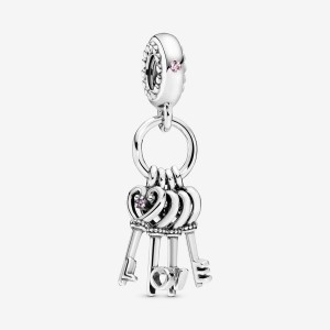 Sterling silver Pandora Keys of Love Dangle Charms | MFTNQL-205