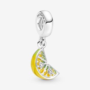 Sterling silver Pandora Lemon Slice Sparkling Fruit Dangle Charms | BYKWIL-845