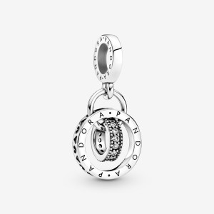 Sterling silver Pandora Logo Circles Dangle Charms | ZFDVAK-385