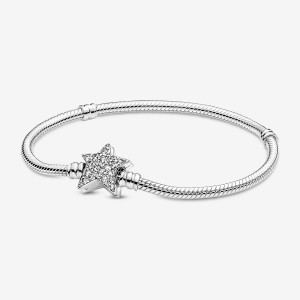 Sterling silver Pandora Moments Asymmetric Star Clasp Snake Charm Holders | UVTSLW-807