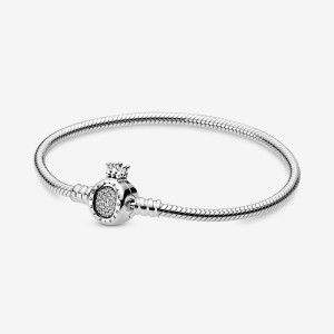 Sterling silver Pandora Moments Crown O Clasp Snake Charm Holders | QJYWFK-147