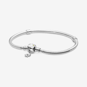 Sterling silver Pandora Moments Daisy Flower Clasp Snake Charm Holders | BOTMUZ-158