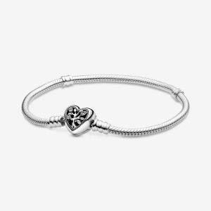 Sterling silver Pandora Moments Family Tree Clasp Snake Charm Holders | LQVYSO-718