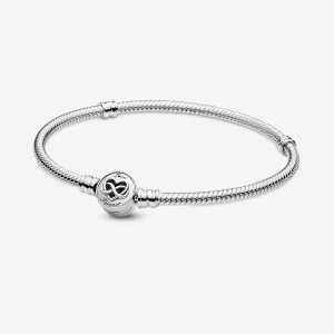 Sterling silver Pandora Moments Infinity Clasp Snake Charm Bracelets | HWCOUV-736