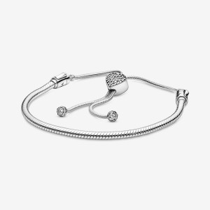 Sterling silver Pandora Moments Pave Clasp Snake Slider Charm Holders | SHGMLY-602