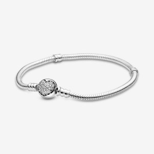 Sterling silver Pandora Moments Sparkling Clasp Snake Charm Holders | AYRFUD-456